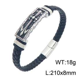 Stainless Steel Leather Bracelet