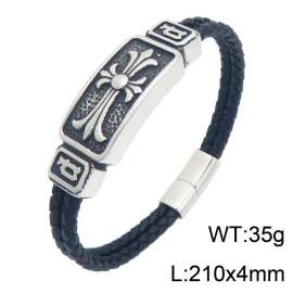 Stainless Steel Leather Bracelet